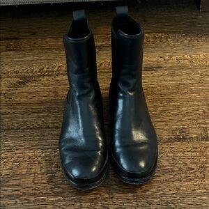 Vince black leather ankle boots